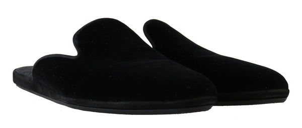 Black Velvet Suede Slides Slippers