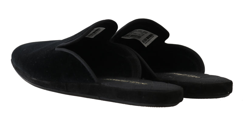 Black Velvet Suede Slides Slippers