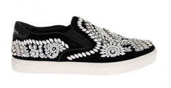 Black Velvet White Crystal Loafers