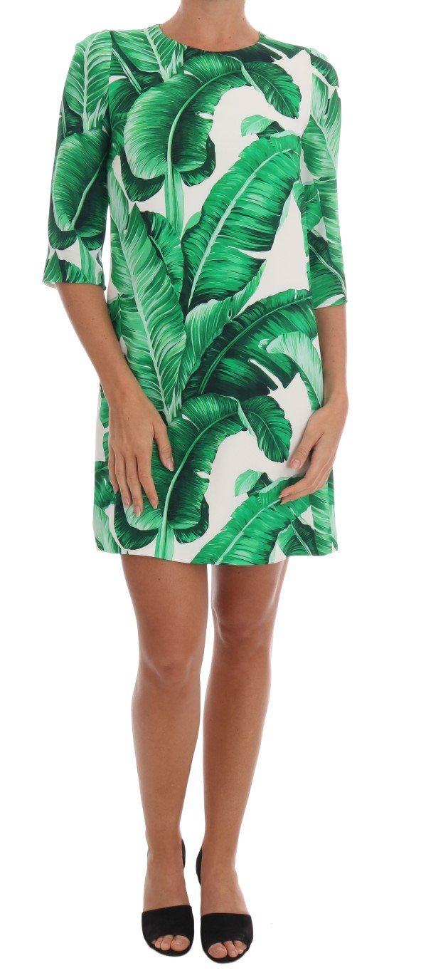 Banana Leaf Short Sleeve Shift Dress