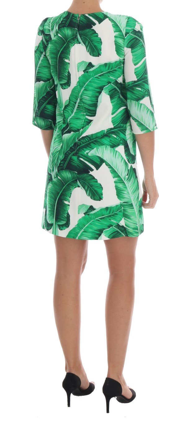 Banana Leaf Short Sleeve Shift Dress