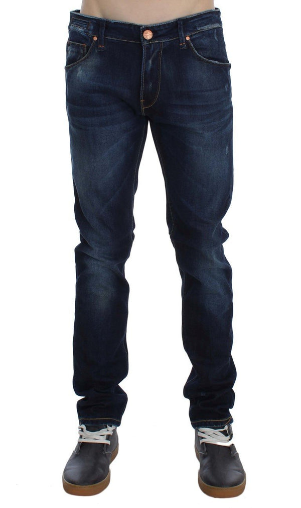 Blue Wash Denim Cotton Stretch Slim Fit Jeans