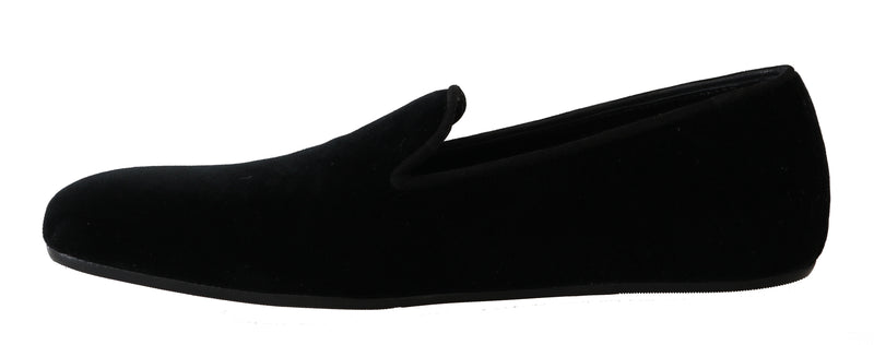 Black Velvet Suede Loafers Slip Shoes