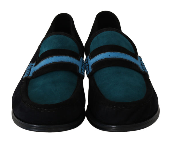 Blue Suede Goatskin Moccasins Loafers