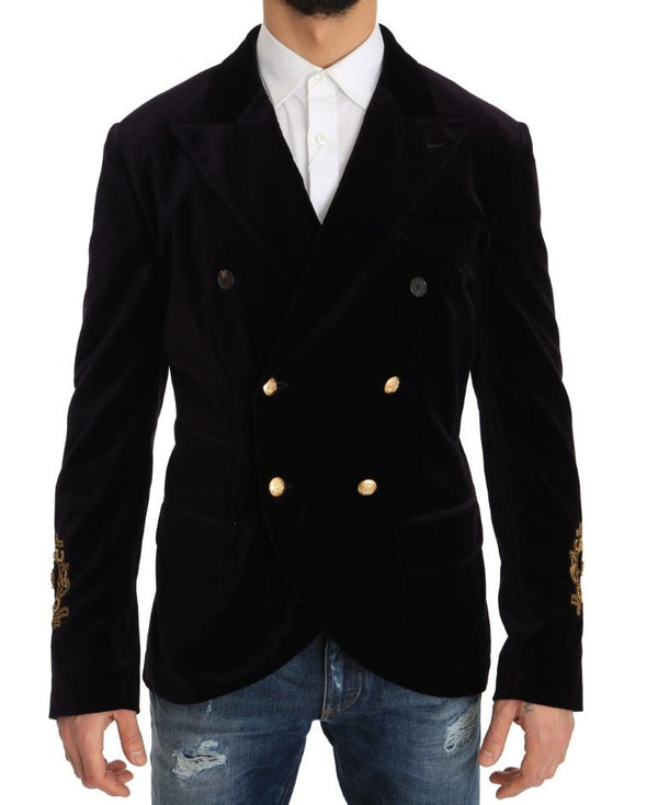 Black Cotton Royal Crown Blazer Jacket