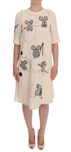 Beige Wool MOUSE Crystal Dress