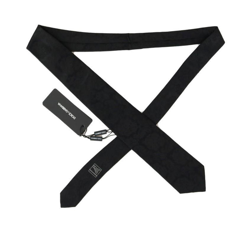 Black Silk Floral Pattern Tie