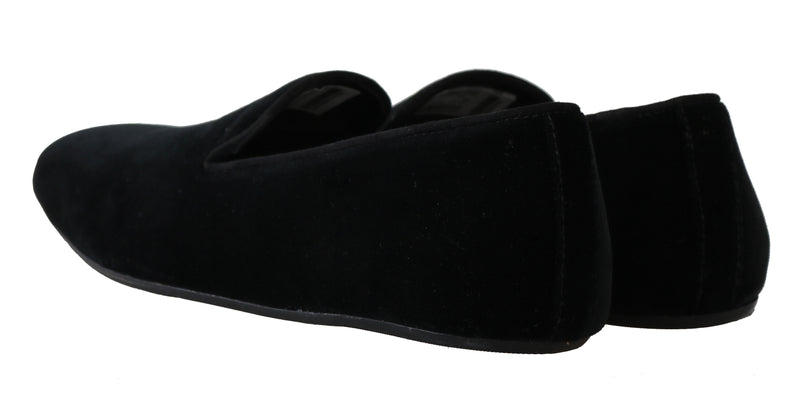 Black Velvet Suede Loafers Slip Shoes