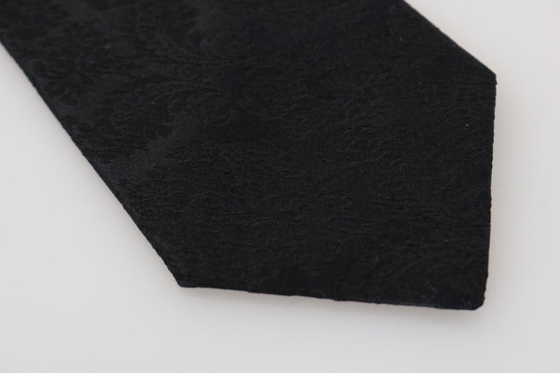 Black Silk Floral Pattern Tie
