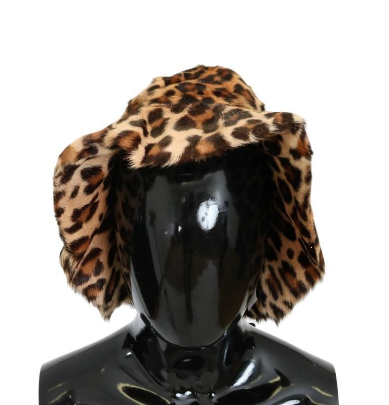 Brown Leopard Goatskin Fur Hat