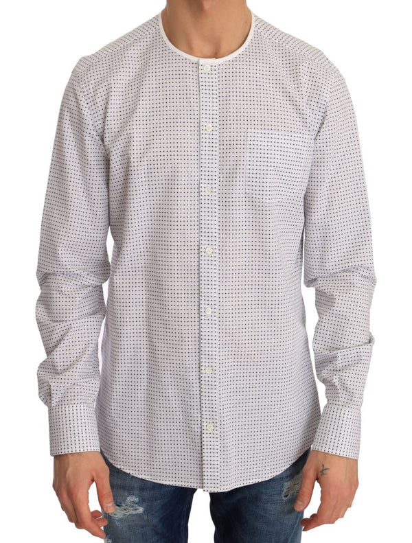 White Blue Polka Cotton Shirt