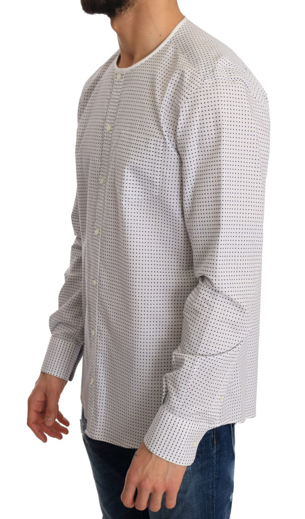 White Blue Polka Cotton Shirt