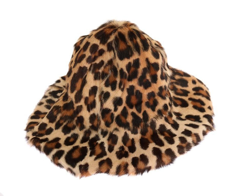 Brown Leopard Goatskin Fur Hat