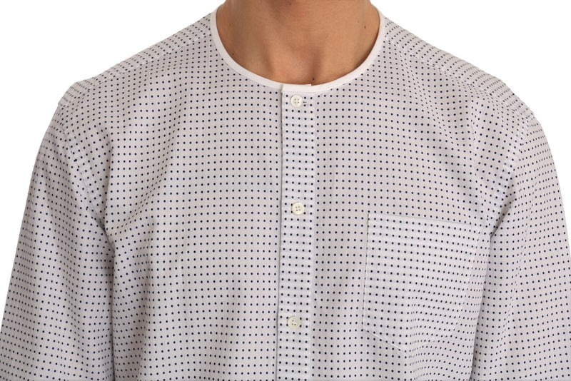 White Blue Polka Cotton Shirt