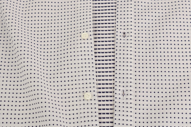 White Blue Polka Cotton Shirt