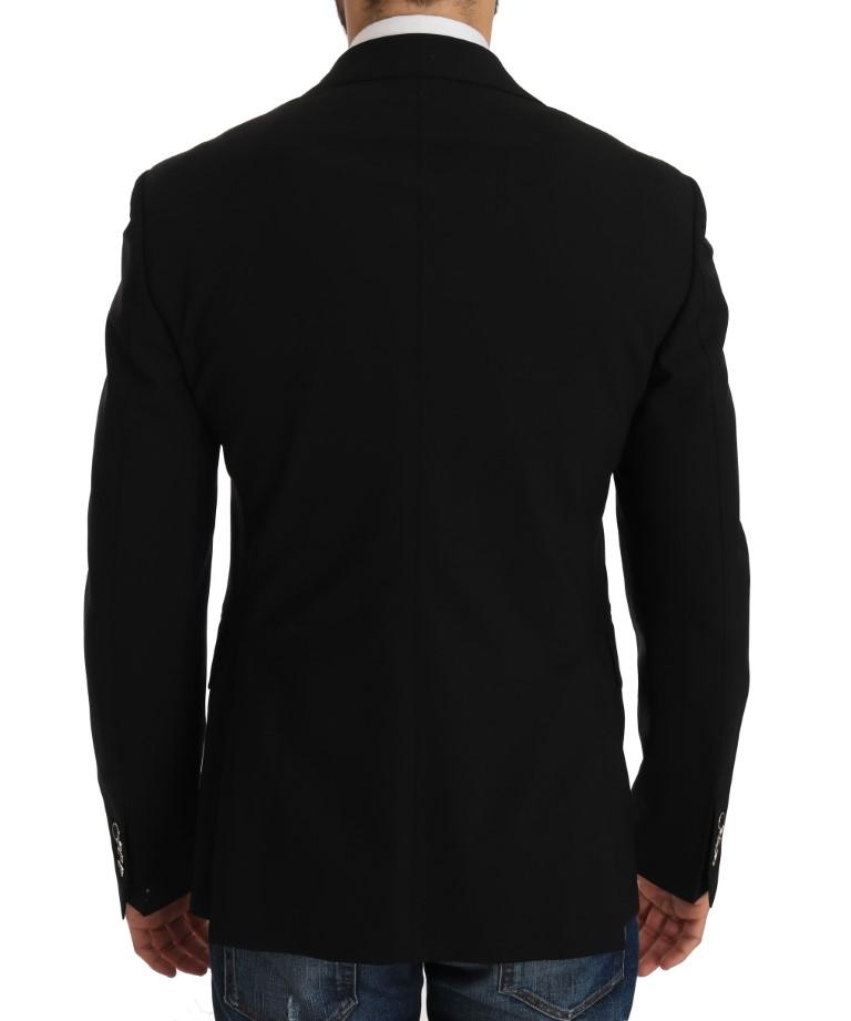 Black Wool Beaded Applique Jacket