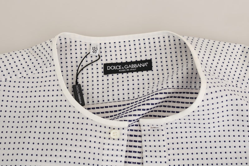 White Blue Polka Cotton Shirt