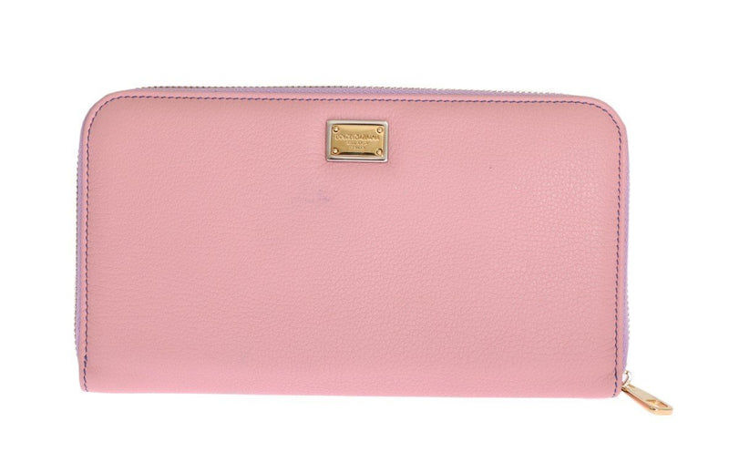 Pink Leather Continental Clutch Wallet