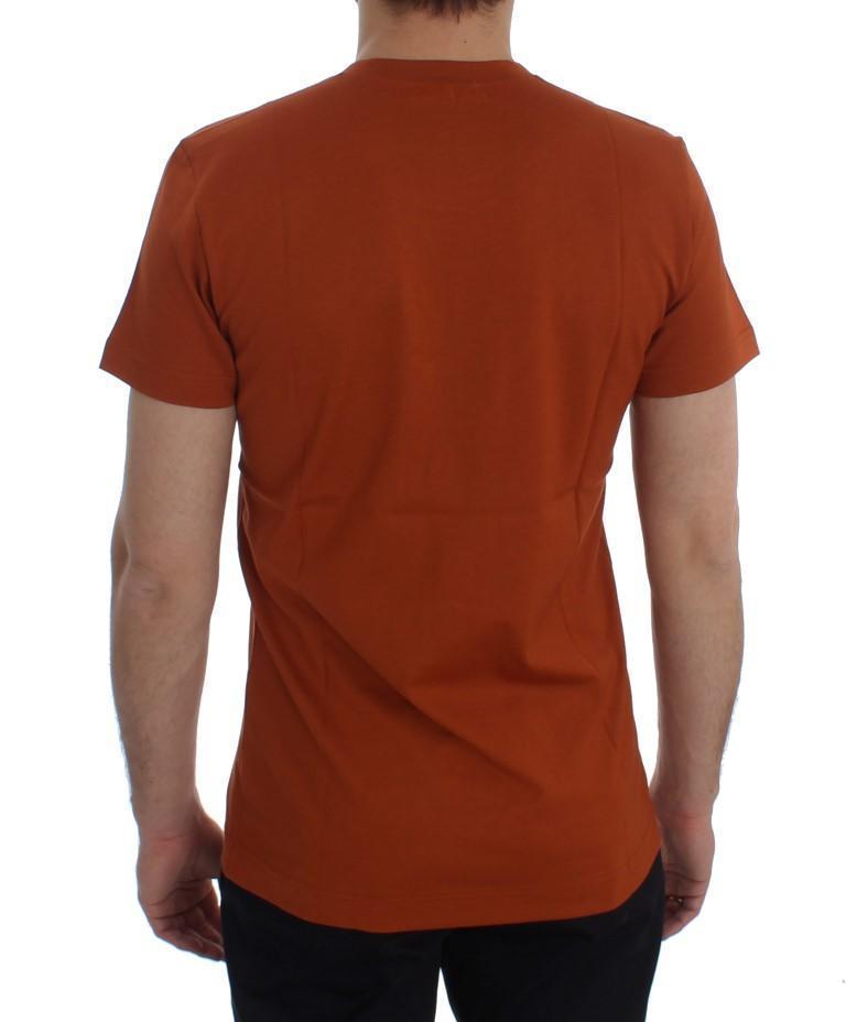 Crewneck 2015 Motive Print Orange Cotton T-shirt