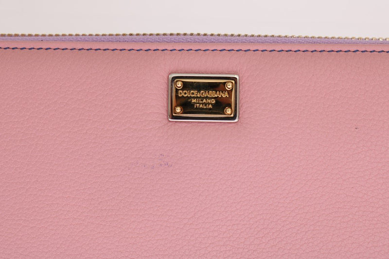 Pink Leather Continental Clutch Wallet