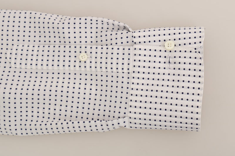 White Blue Polka Cotton Shirt