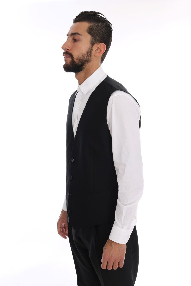 Black Wool Silk One Button Slim Fit Suit