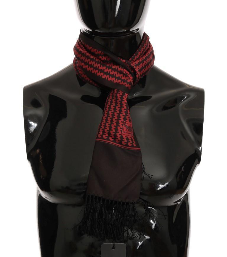 Brown Red Silk Scarf