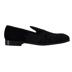 Blue Velvet Ricamo Dress Loafers
