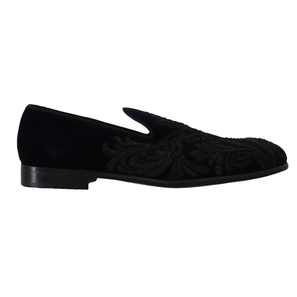 Blue Velvet Ricamo Dress Loafers