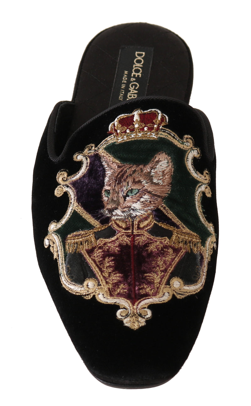 Black Velvet Bengal Cat Knight Slippers