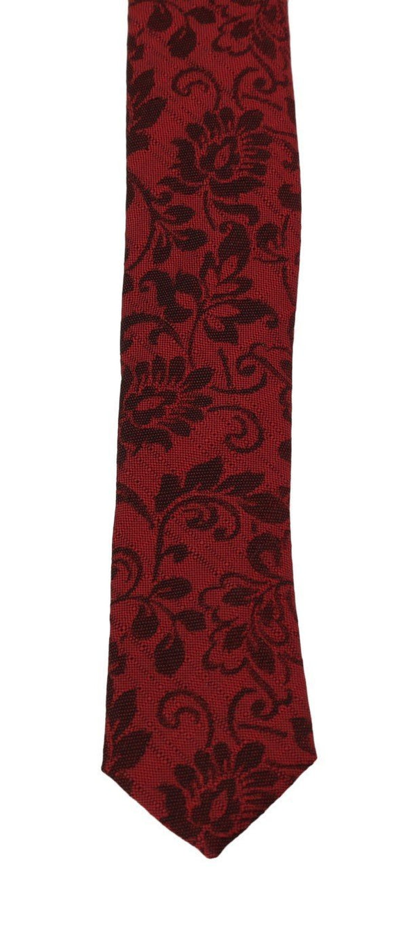 Bordeaux Silk Floral Pattern Tie