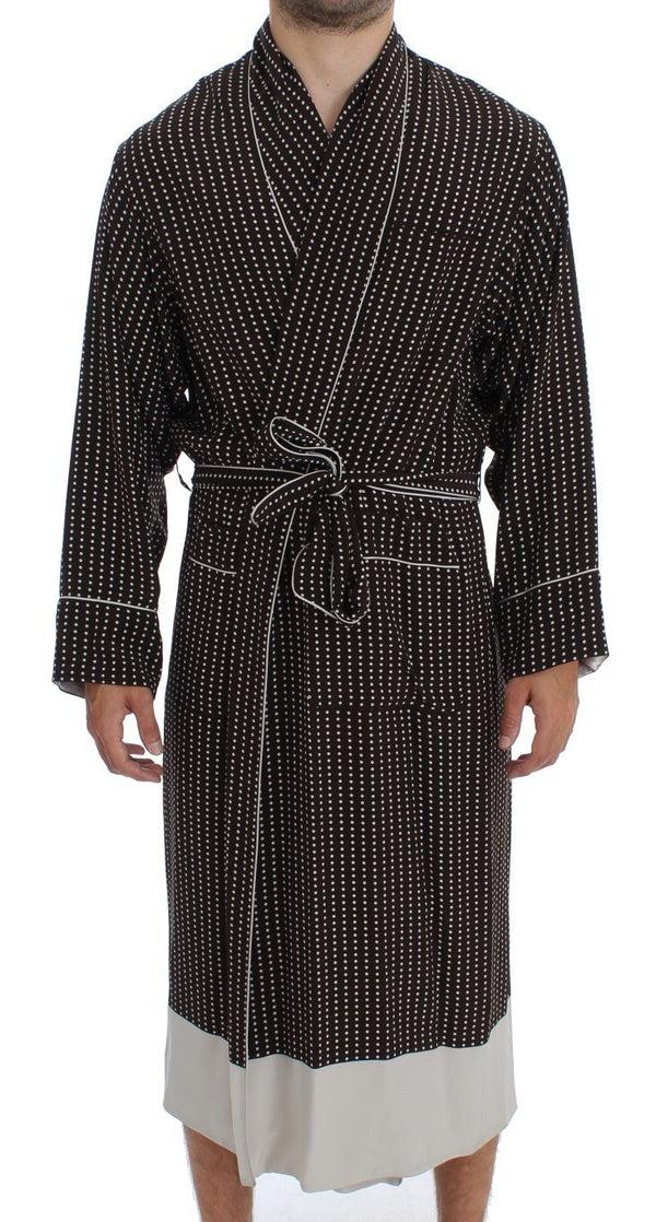 Brown Silver SILK Robe Sleepwear Nightgown