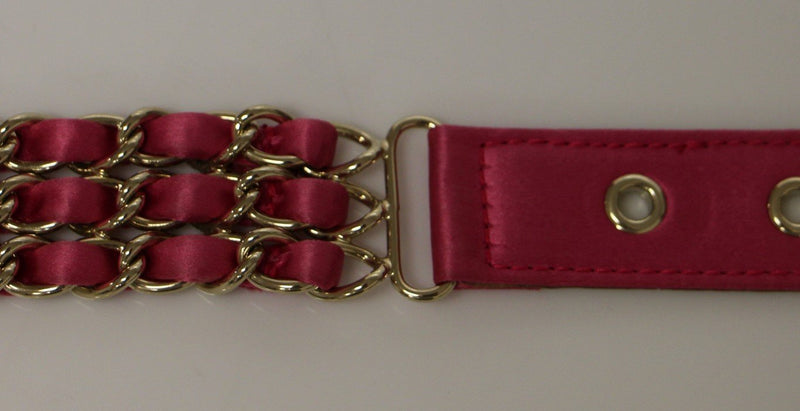 Pink Silk Metal Logo Belt