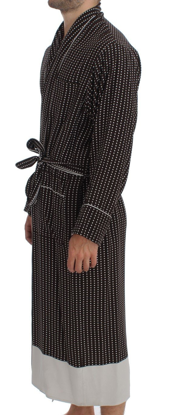 Brown Silver SILK Robe Sleepwear Nightgown