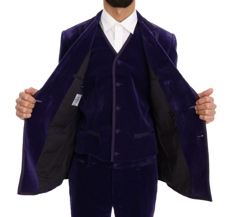 Purple Velvet Slim Fit Double Breasted Suit