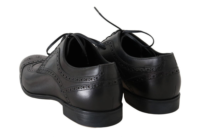 Black Leather Dress Oxford Wingtip Shoes
