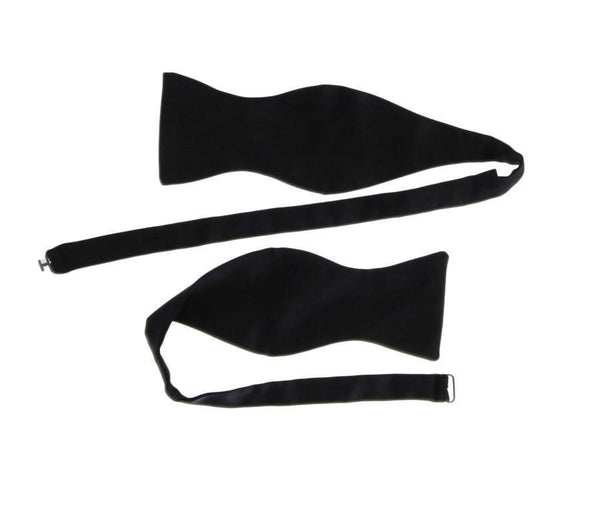 Black Solid Silk Bowtie