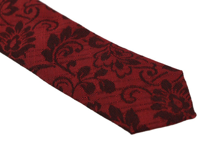 Bordeaux Silk Floral Pattern Tie