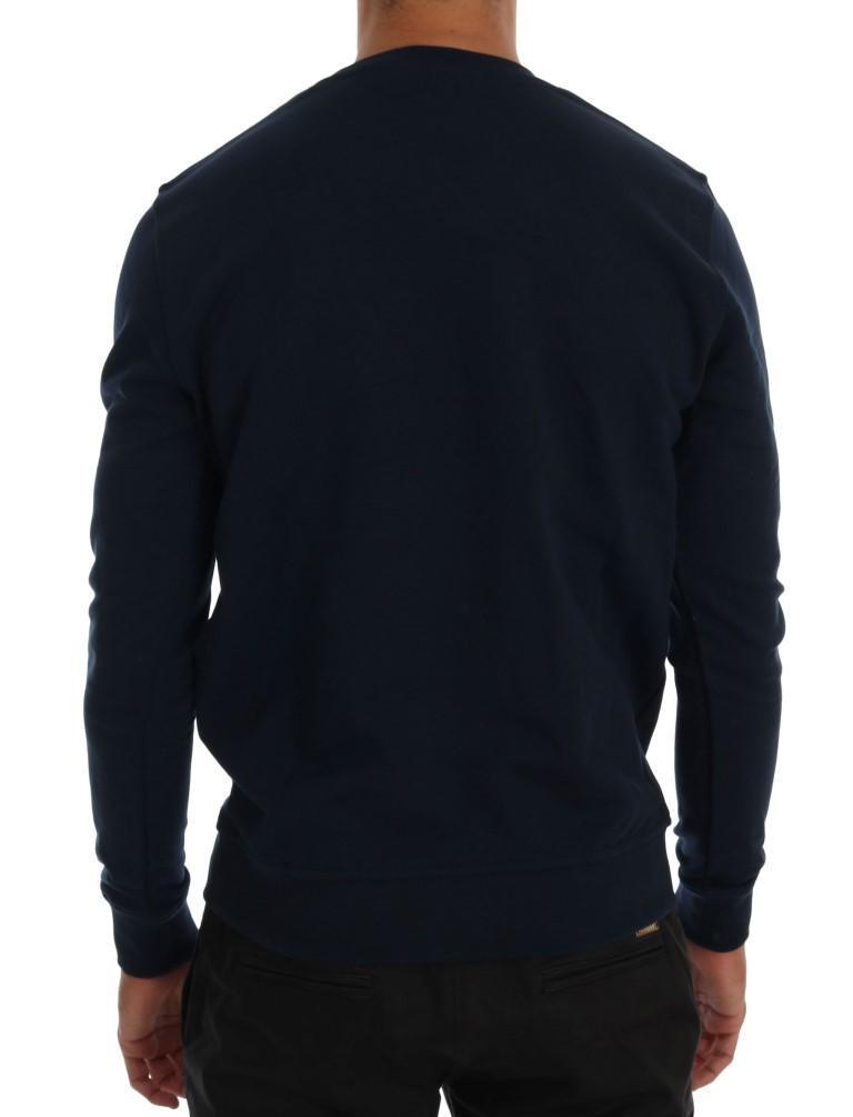 Blue Cotton Crewneck Pullover Sweater