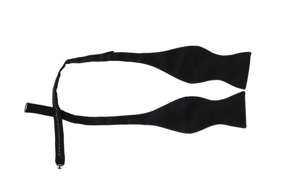 Black Solid Silk Bowtie