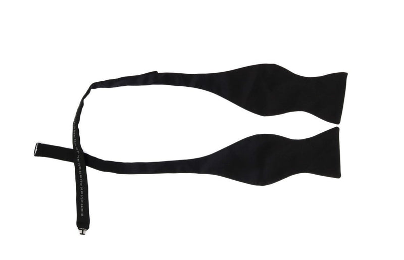 Black Solid Silk Bowtie