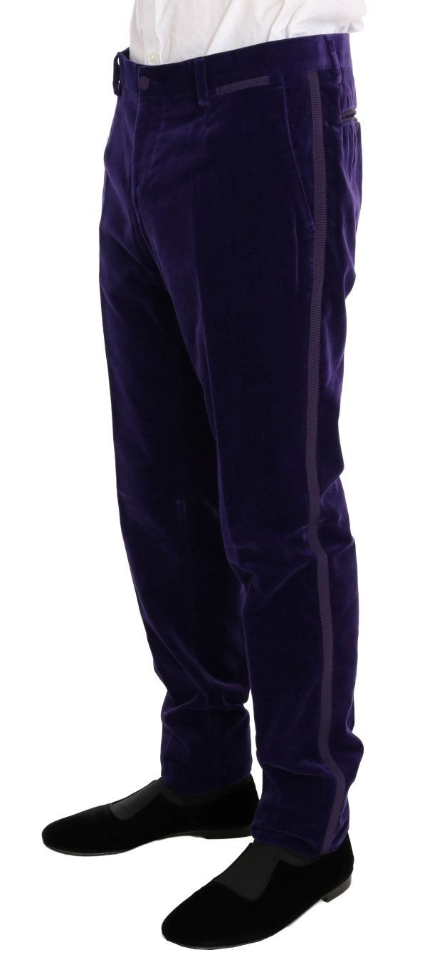 Purple Velvet Slim Fit Double Breasted Suit