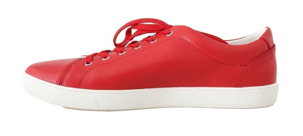 Red Leather Mens Casual Sneakers