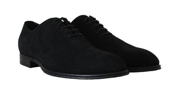 Black Suede Leather Derby Dress Shoes