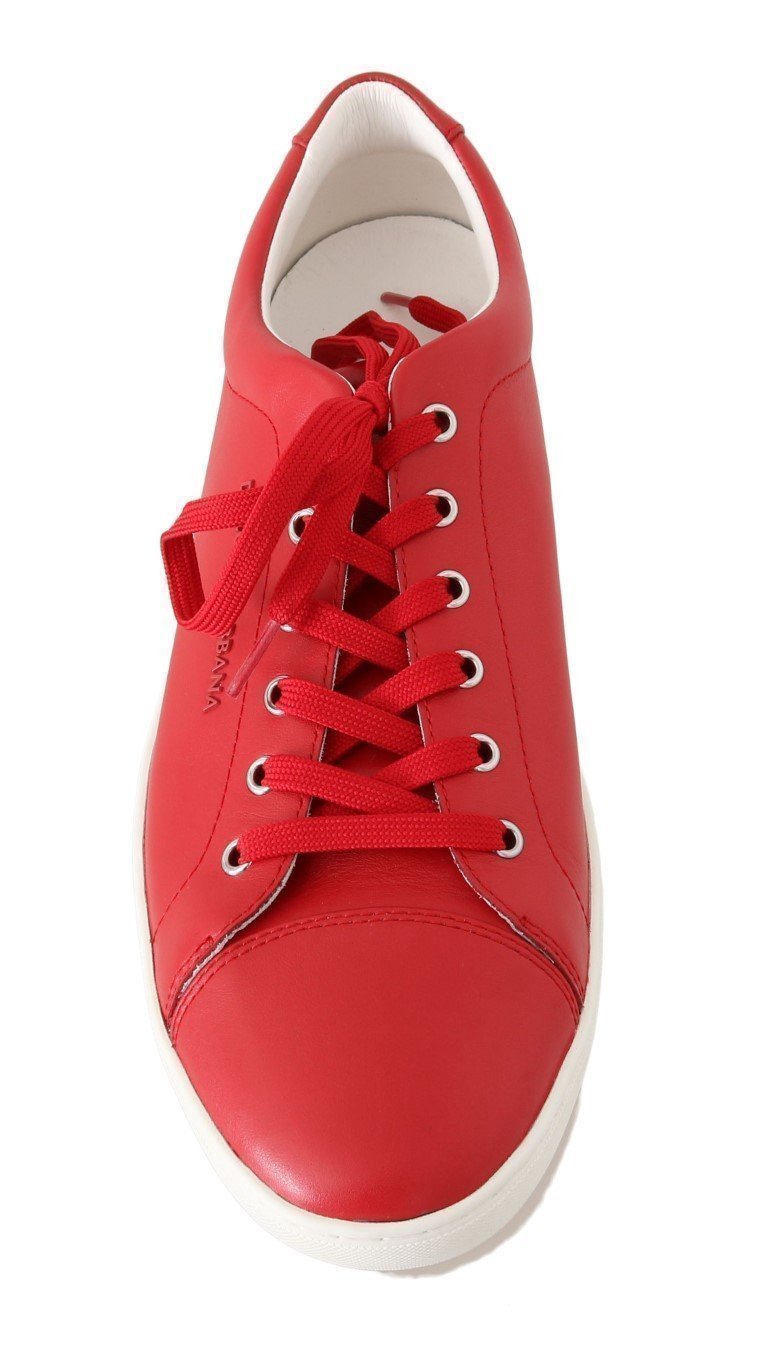 Red Leather Mens Casual Sneakers