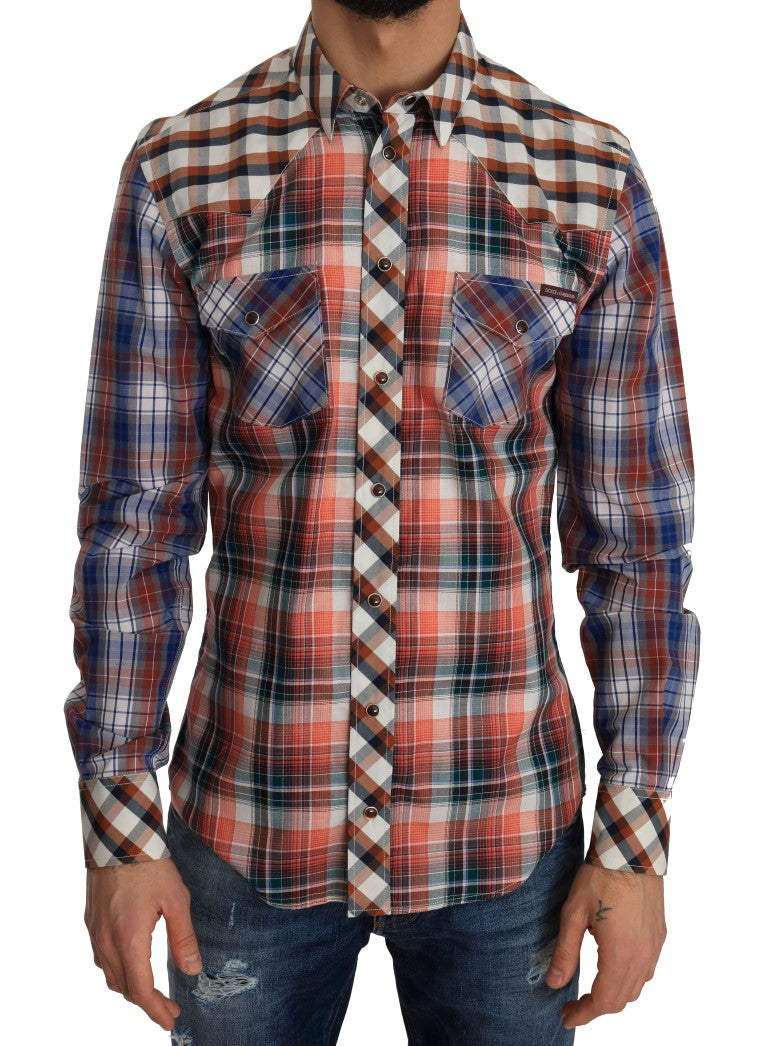 Multicolor Check Cotton Slim Fit Shirt