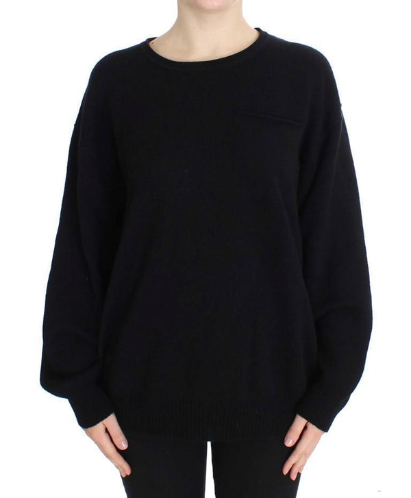 Black Cashmere Crewneck Pullover Sweater