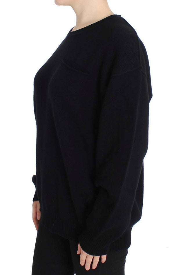 Black Cashmere Crewneck Pullover Sweater