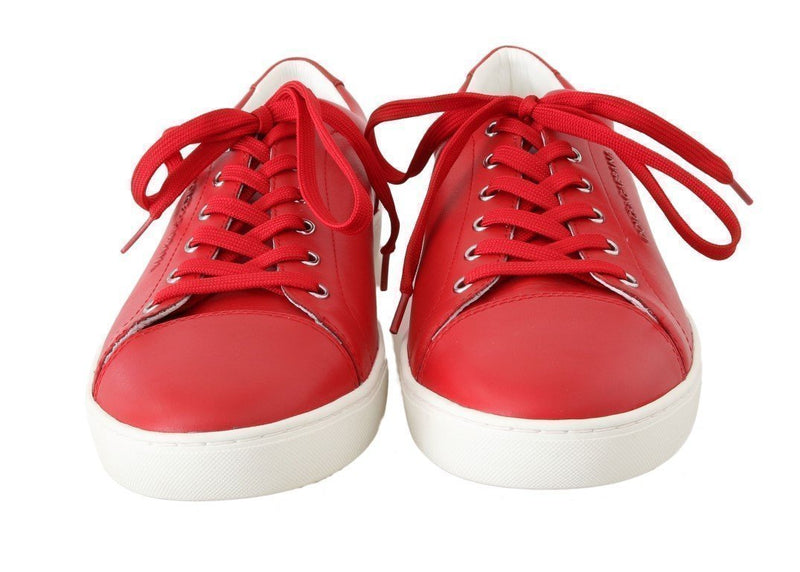 Red Leather Mens Casual Sneakers