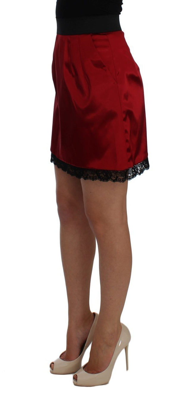 Red Black Lace A-Line Above Knee Skirt